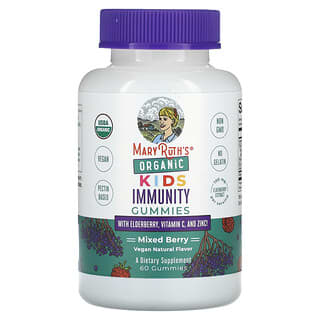 MaryRuth's, オーガニックキッズ、Immunity Gummies with Elderberry, Vitamin C, and Zinc, Mixed Berry、グミ60粒