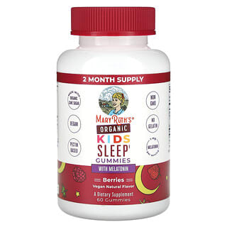 MaryRuth's, Gommes biologiques pour le sommeil des enfants, À base de mélatonine, Baies, 1 mg, 60 gommes
