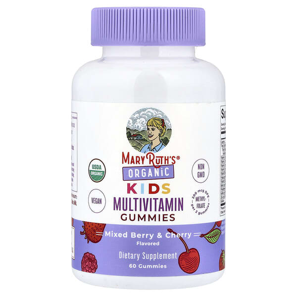 MaryRuth's, Organic Kids Multivitamin Gummies, Mixed Berry & Cherry, 60 Gummies — product photo 1
