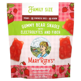 MaryRuth Organics, Gummy Bear Snacks with Electrolytes and Fiber, Strawberry, 240 g