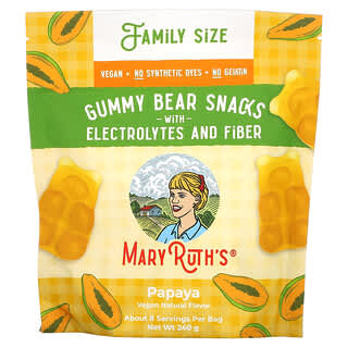 MaryRuth Organics, Gummy Bear Snacks with Electrolytes and Fiber, Papaya, 240 g