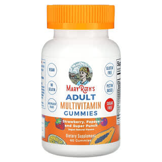 MaryRuth's, мультивитамины для взрослых, клубника, папайя и суперпунш, 60 жевательных таблеток