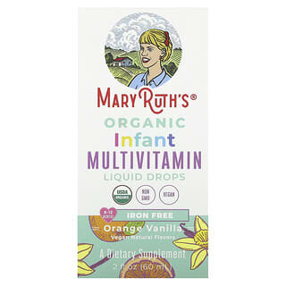 MaryRuth's, Organic Infant Multivitamin Liquid Drops, Iron Free, 6-12 Months, Orange Vanilla, 2 fl oz (60 ml)