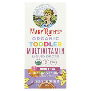 MaryRuth Organics, Orgánico para niños pequeños, Gotas líquidas multivitamínicas, 1-3 años, Naranja y vainilla`` 60 ml (2 oz. Líq.)