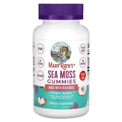 MaryRuth's, Seaweed Gummies, Green Apple Flavor, 50 mg, 60 Gummies (25 mg each gummy)
