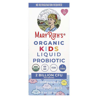 MaryRuth's, Probiótico líquido orgánico para niños, 4 años en adelante, Sin sabor, 2000 millones de UFC, 30 ml (1 oz. líq.)