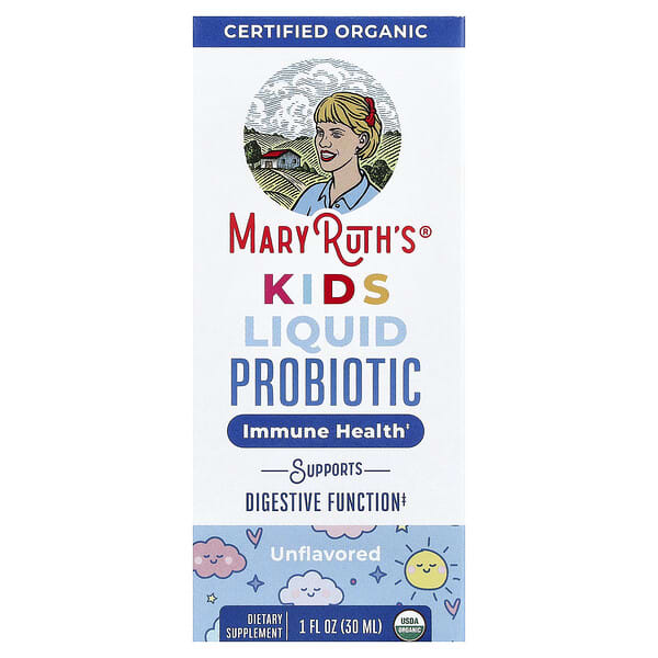 MaryRuth's, Organic Kids Liquid Probiotic, 4 + Years, Unflavored, 2 Billion CFU, 1 fl oz (30 ml) — product photo 1