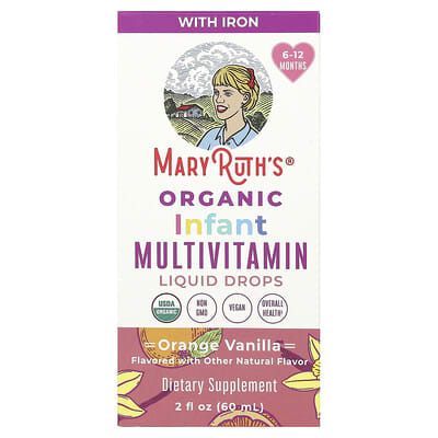 MaryRuth's, Organic Infant Multivitamin Liquid Drops, 6 - 12 Months, Orange Vanilla, 2 fl oz (60 ml)