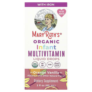 MaryRuth's, Suplemento multivitamínico líquido orgánico en gotas para bebés, De 6 a 12 meses, Naranja y vainilla, 60 ml (2 oz. líq.)