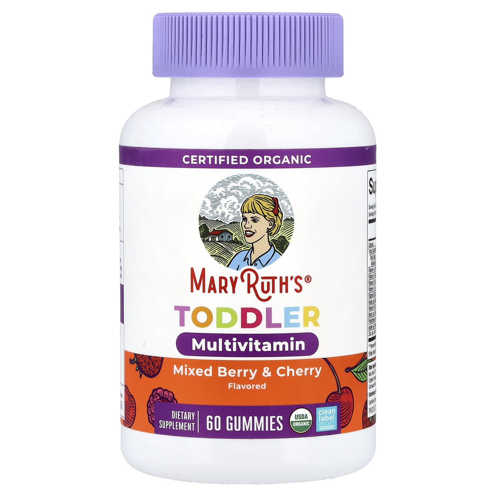 MaryRuth's, Organic Toddler Multivitamin Gummies, Mixed Berry & Cherry, 60 Gummies