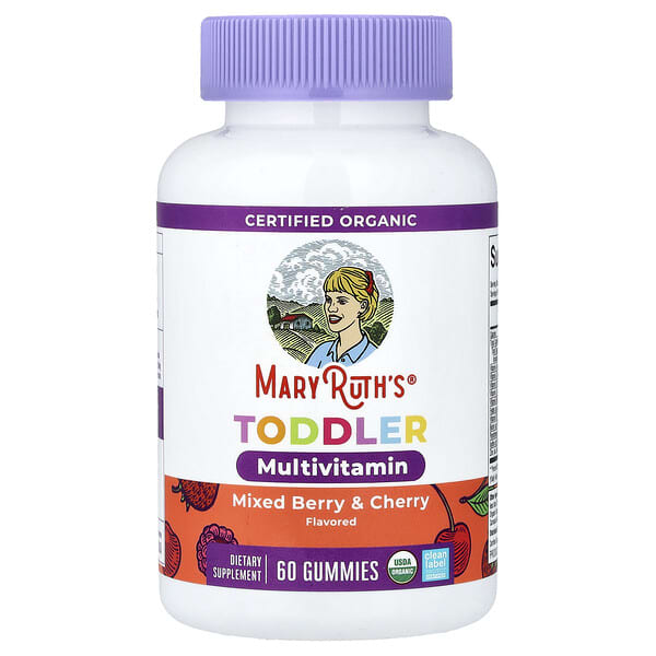 MaryRuth's, Organik Küçük Çocuk Multivitamin Sakızları, Karışık Meyve ve Kiraz, 100 mcg DFE, 60 Sakız