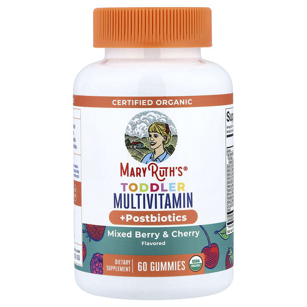 MaryRuth's, Organic Toddler Multivitamin & Postbiotics Gummies, Mixed Berry & Cherry, 60 Gummies — product photo 1
