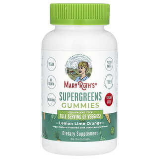 MaryRuth's, жевательные таблетки с суперзеленью, без сахара, лимон, лайм и апельсин, 60 жевательных таблеток