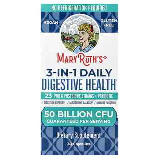 MaryRuth's, 3-In-1 Daily Digestive Health, 50 Billion CFU, 30 Capsules