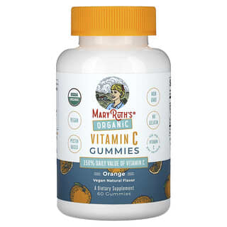 MaryRuth's, Gomas de Vitamina C Orgânica, Laranja, 135 mg, 60 Gomas (45 mg por Goma)