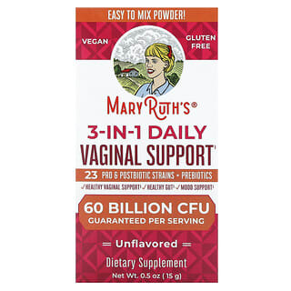 MaryRuth's, Refuerzo vaginal diario 3 en 1, Sin sabor, 60.000 millones de UFC, 15 g (0,5 oz)