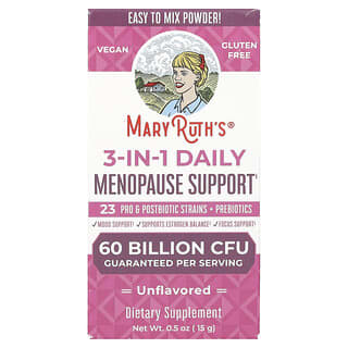 MaryRuth's, Supporto giornaliero per la menopausa 3 in 1, non aromatizzato, 60 miliardi di CFU, 15 g