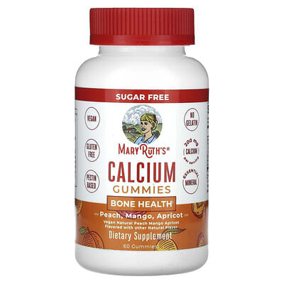 MaryRuth's, Calcium Gummies, Peach, Mango, Apricot Flavors, 200 mg, 60 Gummies (100 mg per gummy)