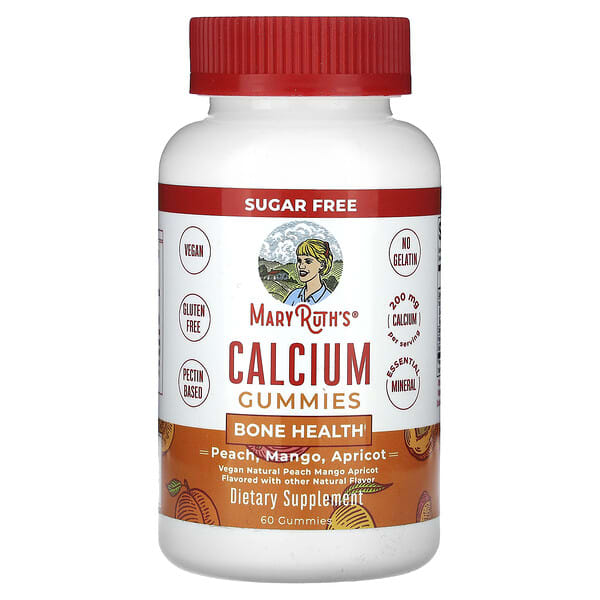 MaryRuth's Calcium Gummies, Peach, Mango, Apricot, 60 Gummies (100 mg per Gummy)