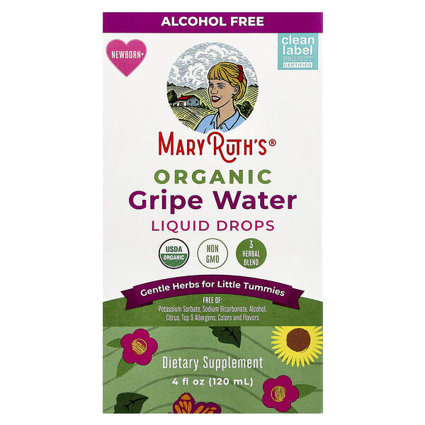 MaryRuth's, Organic Gripe Water Liquid Drops, Newborn+, 4 fl oz (120 ml)