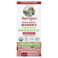 MaryRuth's, Probiótico de precisión orgánico para mujeres, Gotas líquidas, Frambuesa, 2000 millones de UFC, 15 ml (0,5 oz. líq.)