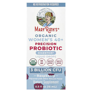 MaryRuth's, Probiotiques de précision biologiques pour femmes de 40 ans et plus, Gouttes liquides, Framboise, 3 milliards d'UFC, 15 ml