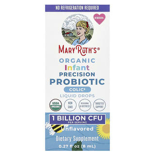 MaryRuth's‏, פרוביוטיקה אורגנית לתינוקות מדויקת, טיפות נוזליות, לתינוקות +, ללא תוספת טעם, 1 מיליארד CFU, 8 מ"ל (0.27 אונקיות נוזל)