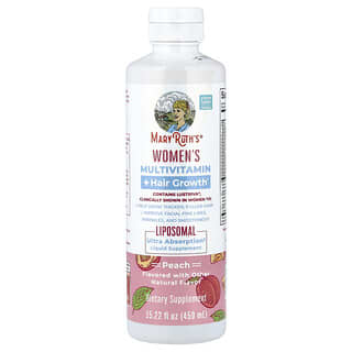 MaryRuth's, Suplemento multivitamínico para el crecimiento del cabello para mujeres, Melocotón, 450 ml (15,22 oz. líq.)