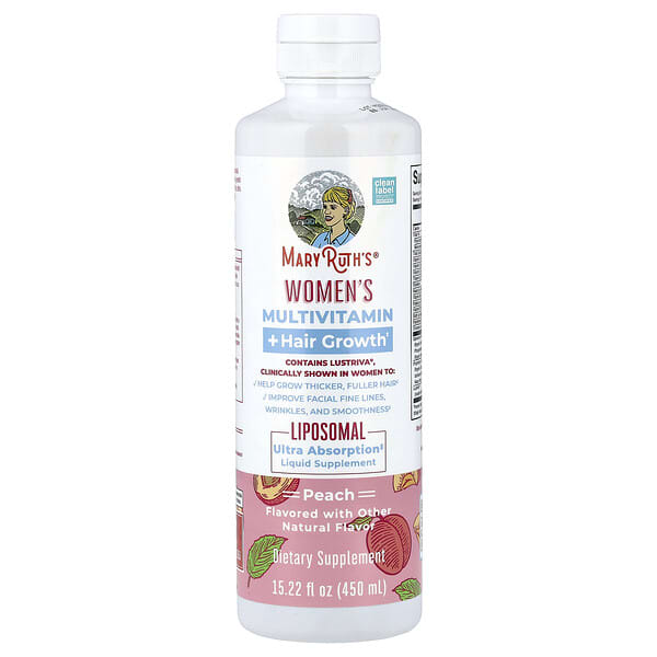 MaryRuth's, Women's Multivitamin + Hair Growth, Peach, 15.22 fl oz (450 ml) — product photo 1
