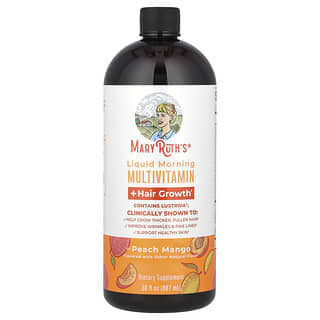 MaryRuth's, Multivitamin Cair Pagi + Penumbuh Rambut , Mangga Persik, 887 ml (30 ons cairan)