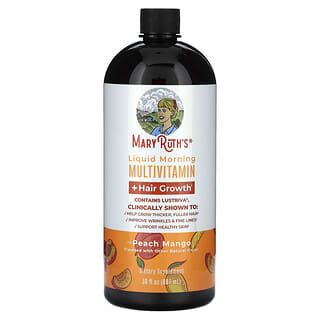 MaryRuth's, Płynna multiwitamina na poranną kurację na porost włosów, brzoskwinia z mango, 887 ml
