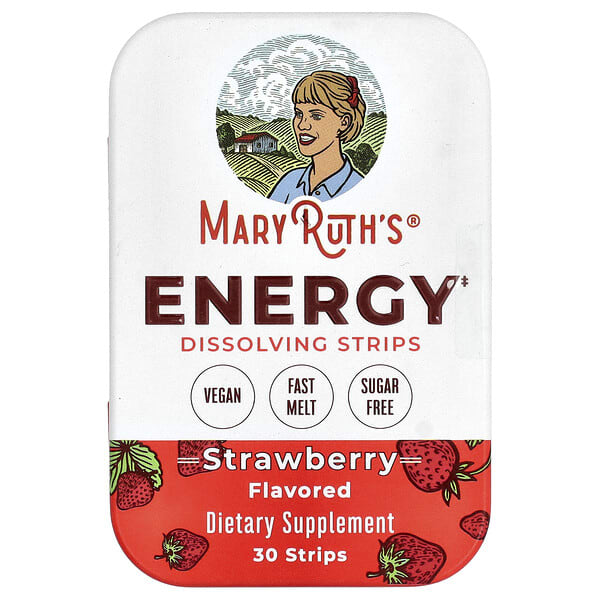 MaryRuth's Energy Dissolving Strips, Strawberry, 30 Strips
