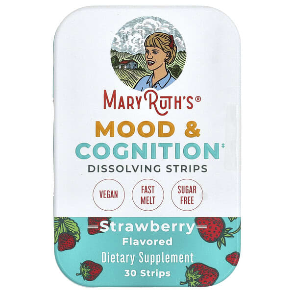 MaryRuth's Mood & Cognition Dissolving Strips, Strawberry, 30 Strips