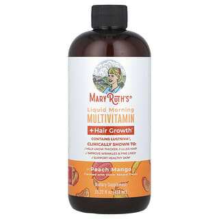 MaryRuth's, Multivitamines liquides pour le matin + Croissance des cheveux, Pêche et mangue, 450 ml