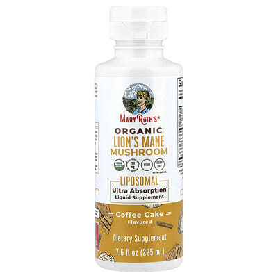MaryRuth's, Organic Hericium, Liposome Liquid Supplement, Coffee Cake, 7.6 fl oz (225 ml)