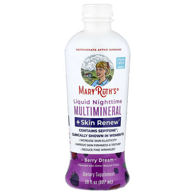 MaryRuth's, Liquid Nighttime Multi-Mineral + Skin Renewal, Berry Dreams, 30 fl oz (887 ml)