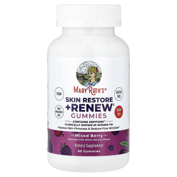 MaryRuth's Skin Restore + Renew Gummies, Mixed Berry, 60 Gummies