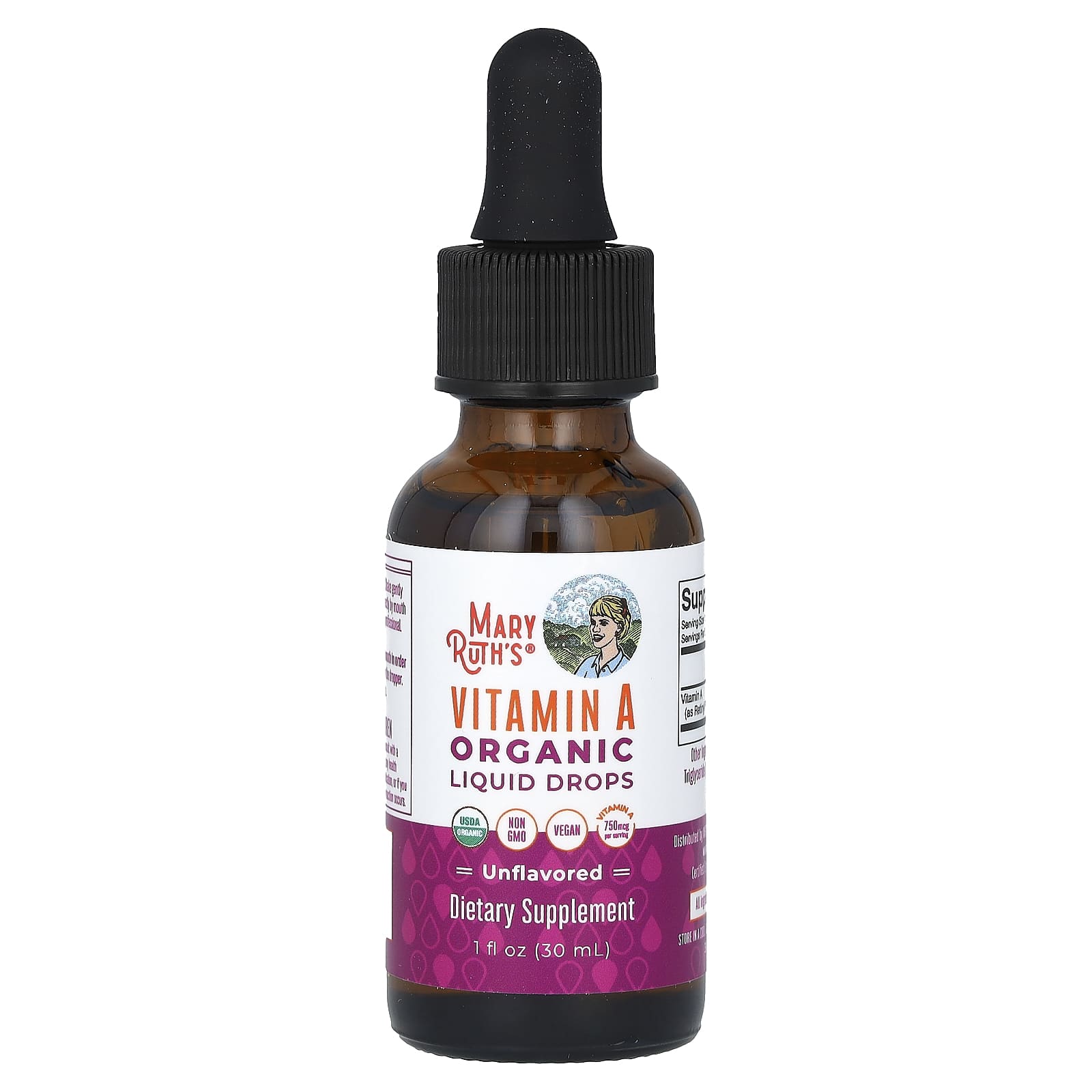 MaryRuth's, Organic Vitamin A Liquid Drops, Unflavored, 750 mcg, 1 fl