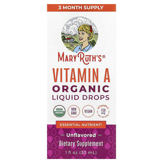 MaryRuth's, Biologische vitamine A vloeibare druppels, ongeparfumeerd, 750 mcg, 1 fl oz (30 ml)