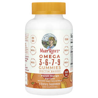MaryRuth's, オメガ3-6-7-9グミ、ピーチマンゴーアプリコット味、グミ120粒