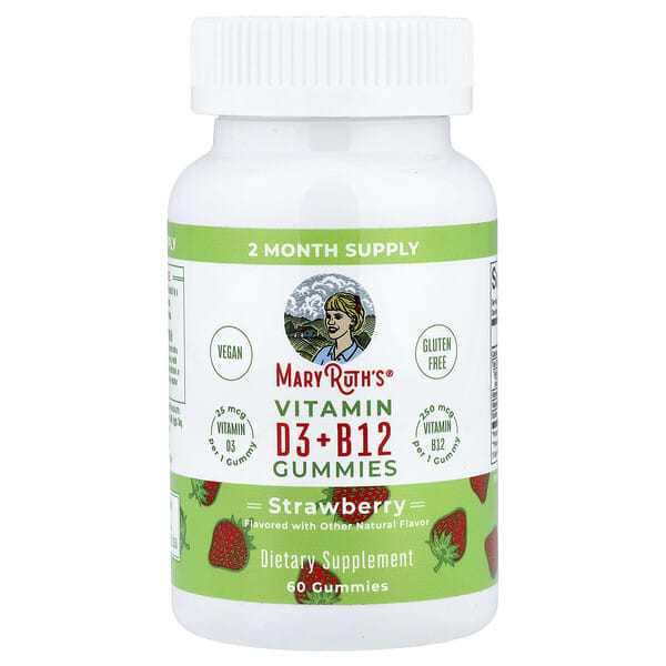 MaryRuth's, Vitamin D3 + B12 Gummies, Strawberry, 60 Gummies — product photo 1