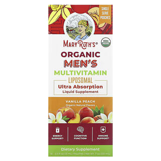 MaryRuth's, Organic Men's Multivitamin Liposomal, Vanilla Peach, 14 Pouches, 0.5 fl oz (15 ml) Each