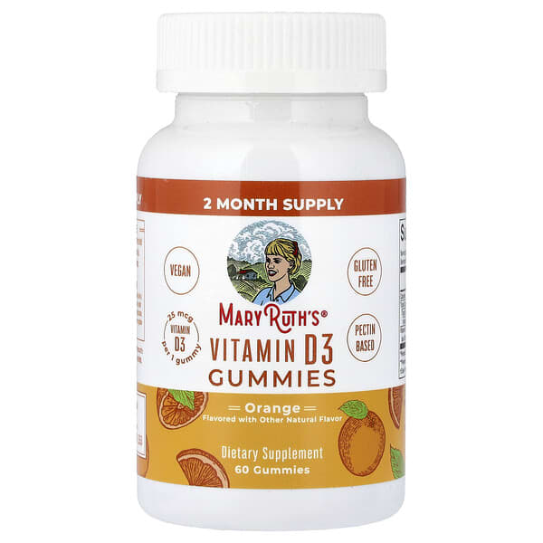 Vitamin D3 Gummies, Orange, 25 mcg, 60 Gummies