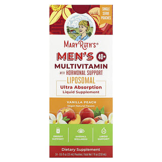 MaryRuth's, Men´s 40+ Multivitamin with Hormonal Support, Vanilla Peach, 14 Pouches, 0.5 fl oz (15 ml) Each