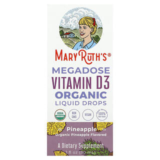MaryRuth's, Органические жидкие капли с витамином D3 Megadose, с ананасом, 30 мл (1 жидк. Унция)