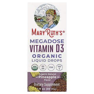 MaryRuth's, Megadose Vitamin D3 Organic Liquid Drops, Ananas, 100 mcg (4 000 IU), 1 fl oz (30 ml)