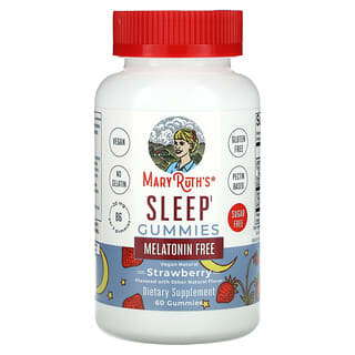 MaryRuth's, жевательные таблетки для сна, без мелатонина, со вкусом клубники, 20 мг, 60 жевательных таблеток (10 мг в 1 жевательной таблетке)