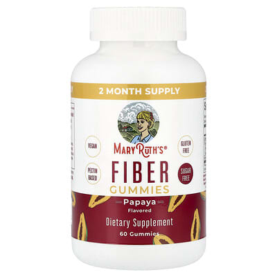 MaryRuth's, Fiber Gummies, Papaya Flavor, 60 Count