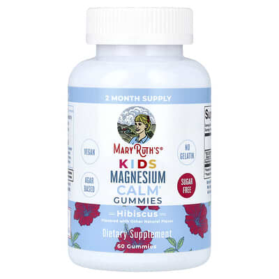 MaryRuth's, Kids Magnesium Calm Gummies, Hibiscus, 60 Gummies