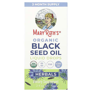 MaryRuth's‏, שמן זרעים שחורים אורגני, טיפות נוזליות, 60 מ"ל (2 אונקיות נוזל)